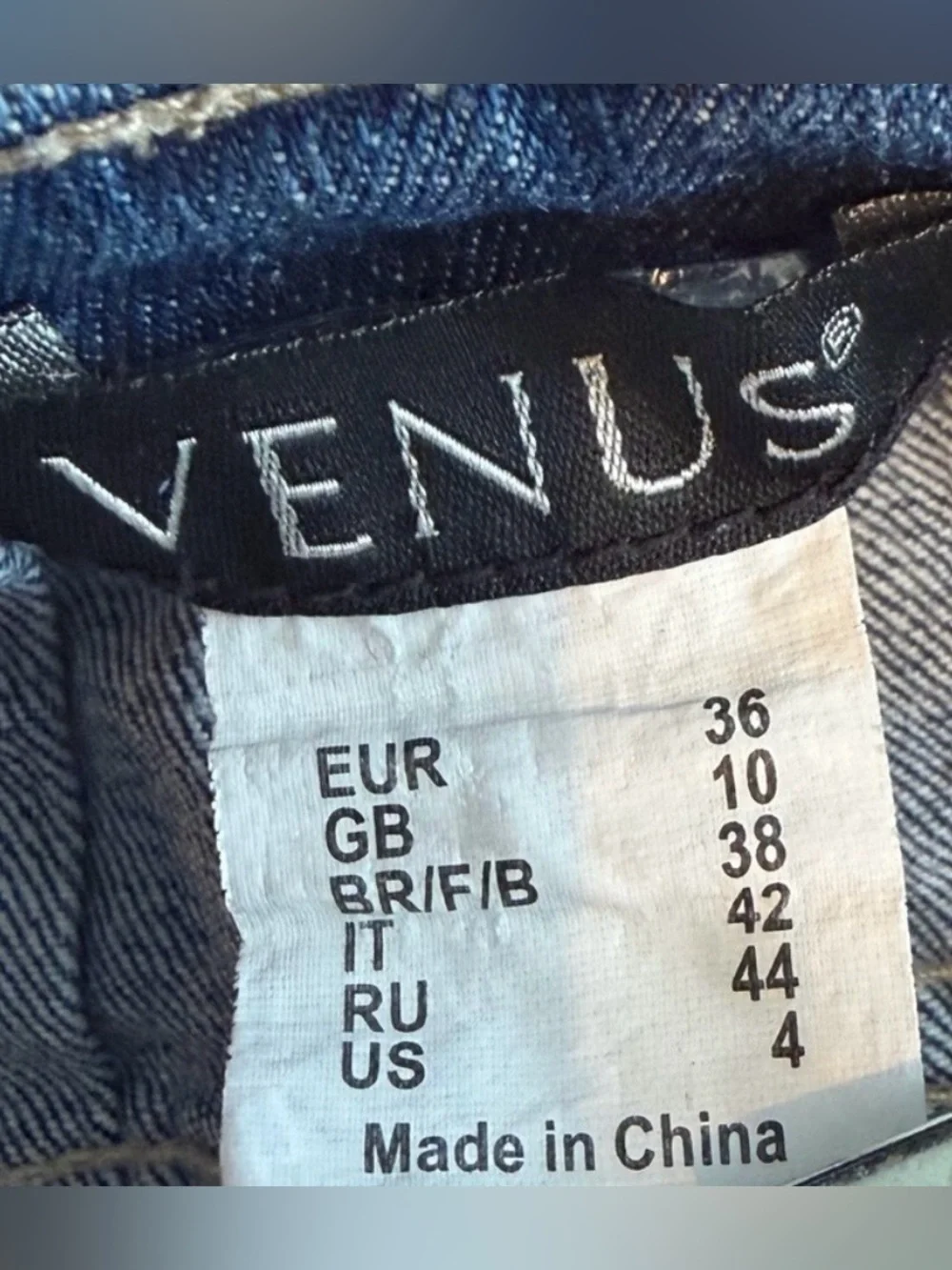 VENUS Blue Distressed Denim Shorts with Star Appliqué